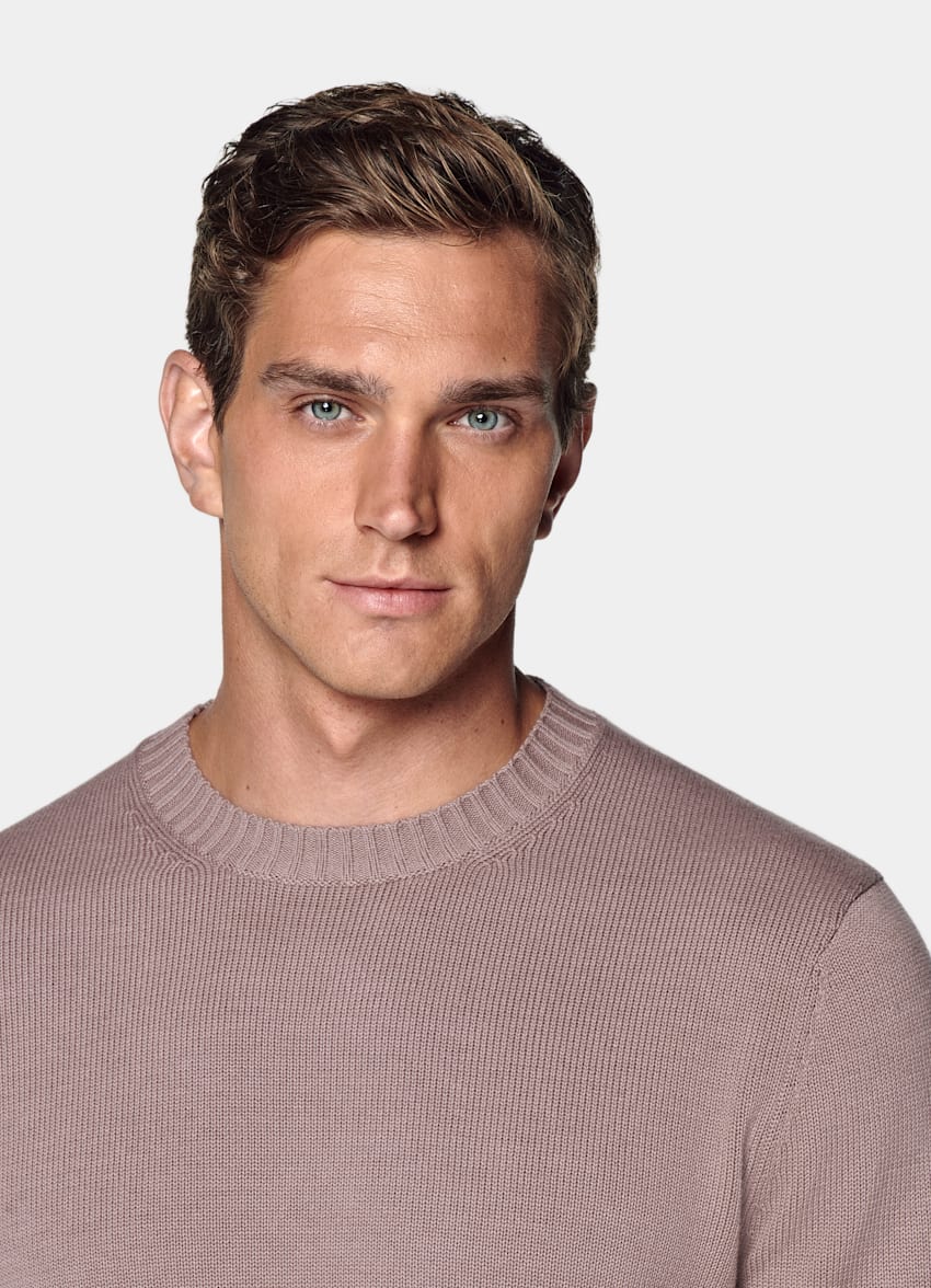 SUITSUPPLY Pure Californian Supima Cotton Purple Crewneck