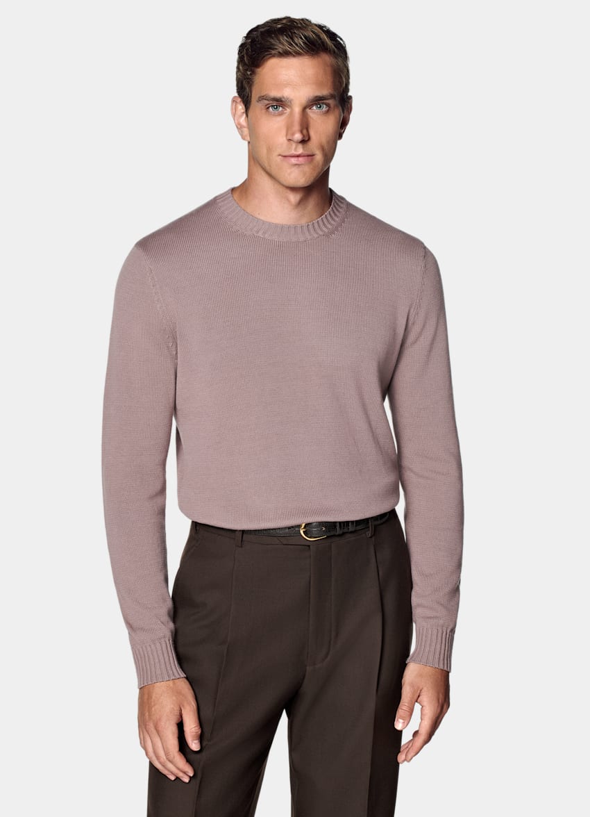 SUITSUPPLY Pure Californian Supima Cotton Purple Crewneck