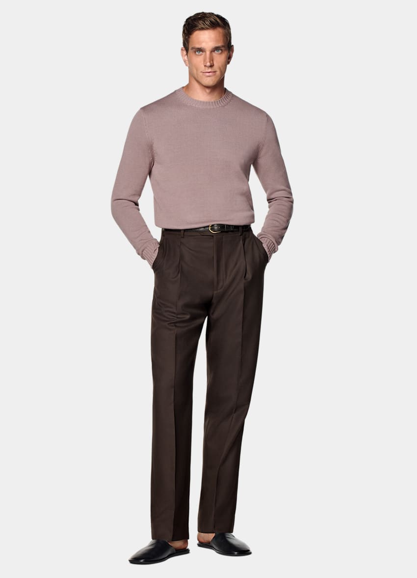 SUITSUPPLY Pure Californian Supima Cotton Purple Crewneck