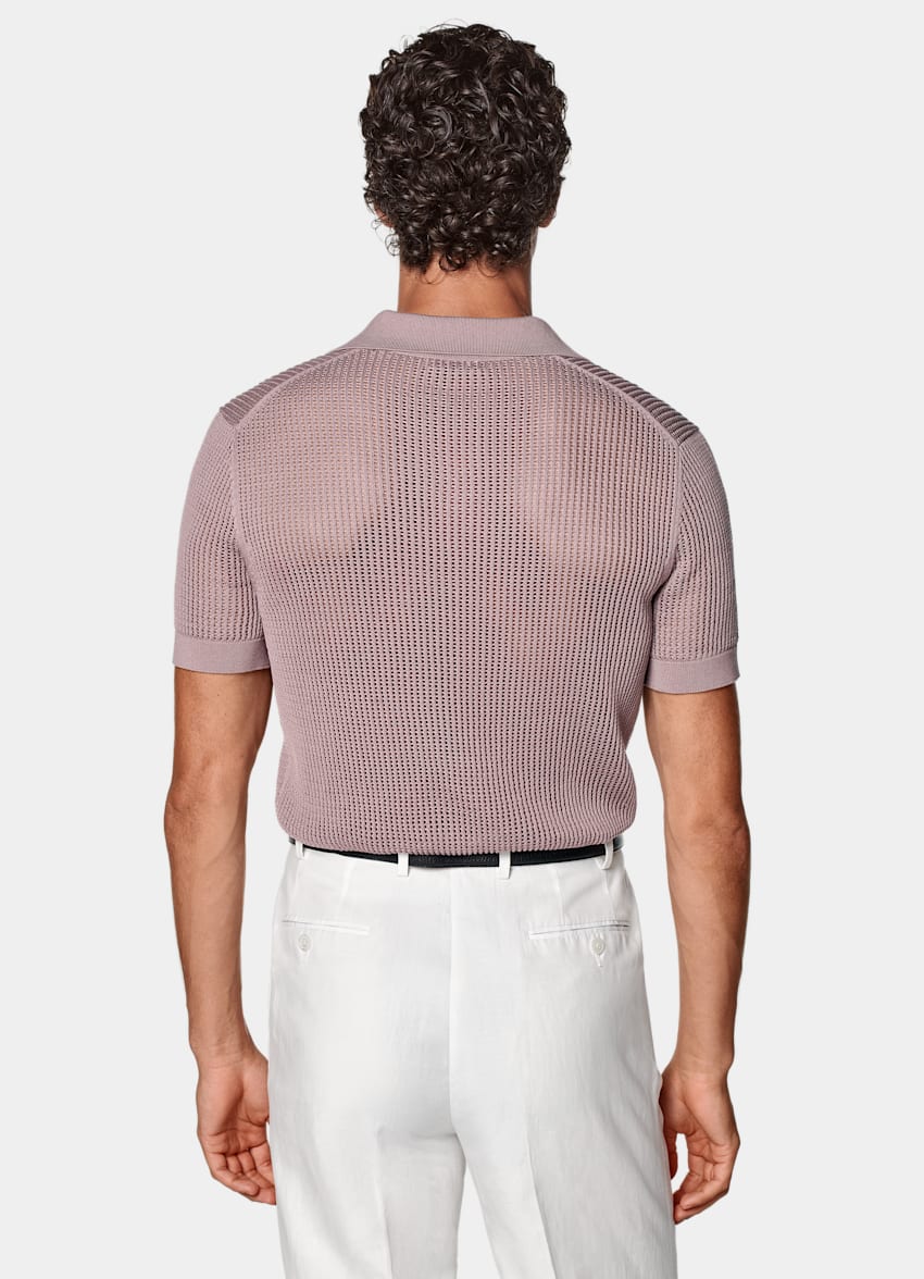SUITSUPPLY Kalifornische Baumwolle und Maulbeerseide Crochet-Poloshirt purpur