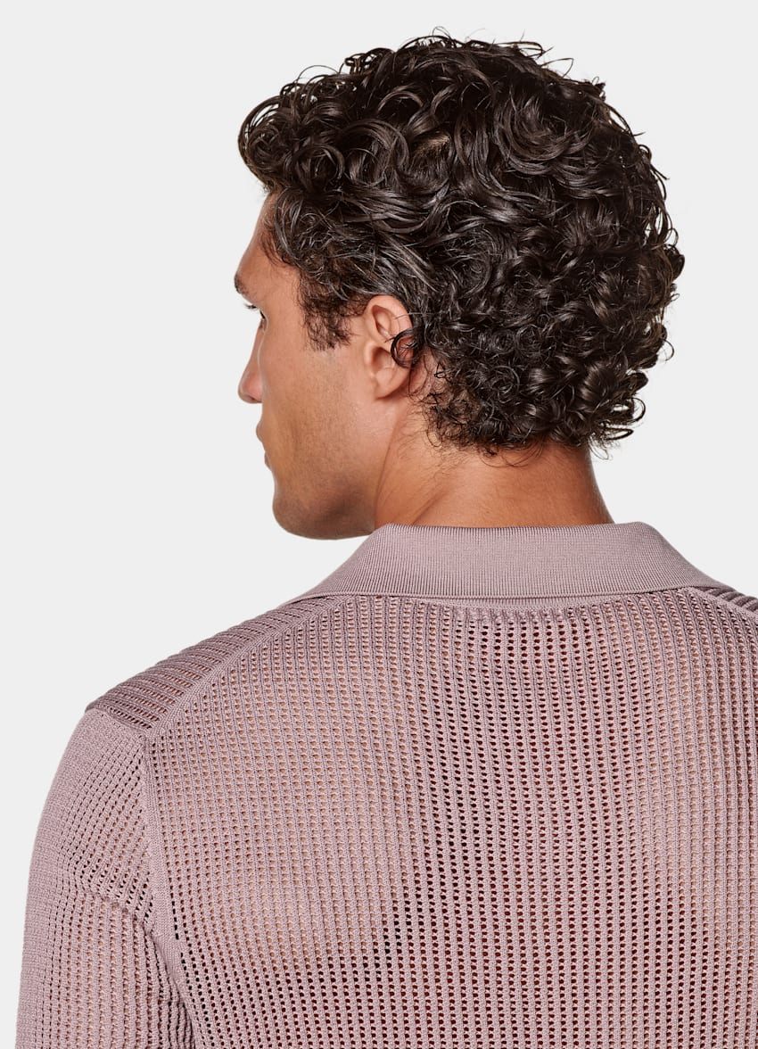 SUITSUPPLY Kalifornische Baumwolle und Maulbeerseide Crochet-Poloshirt purpur