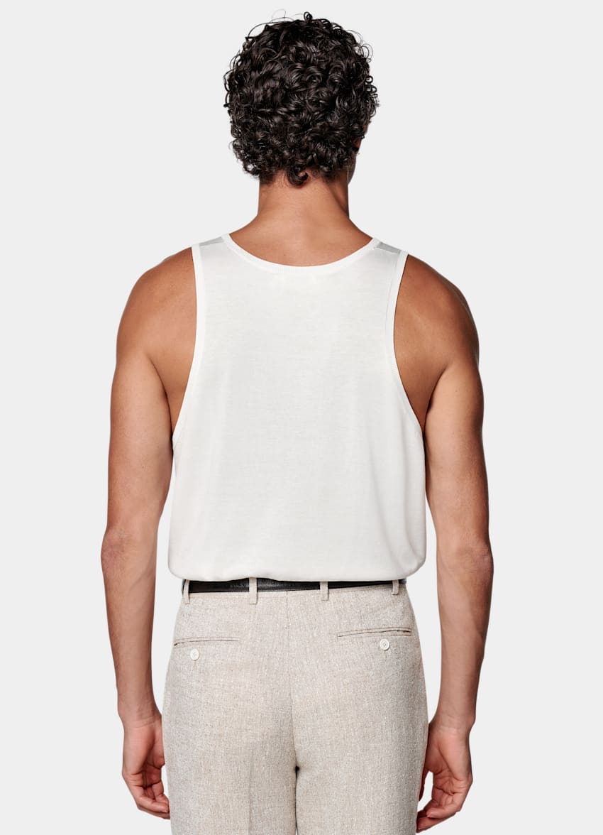 SUITSUPPLY Californian Cotton & Mulberry Silk Off-White Knitted Tank Top