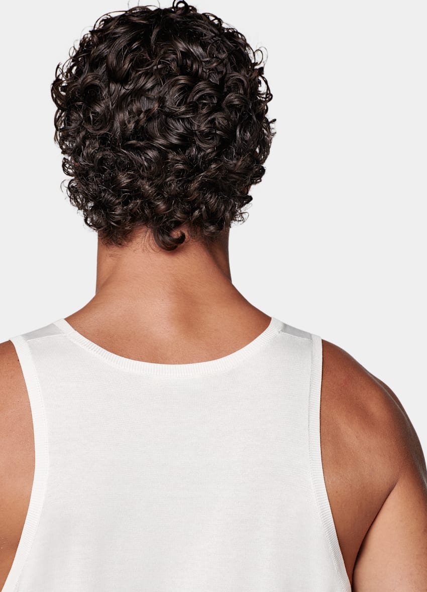 SUITSUPPLY Californian Cotton & Mulberry Silk Off-White Knitted Tank Top