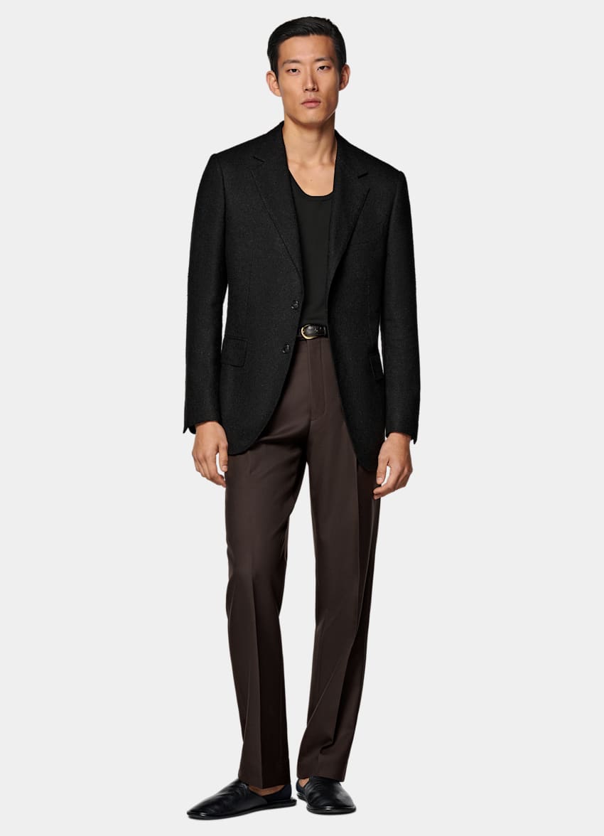 SUITSUPPLY 加州棉和桑蚕丝 黑色针织背心