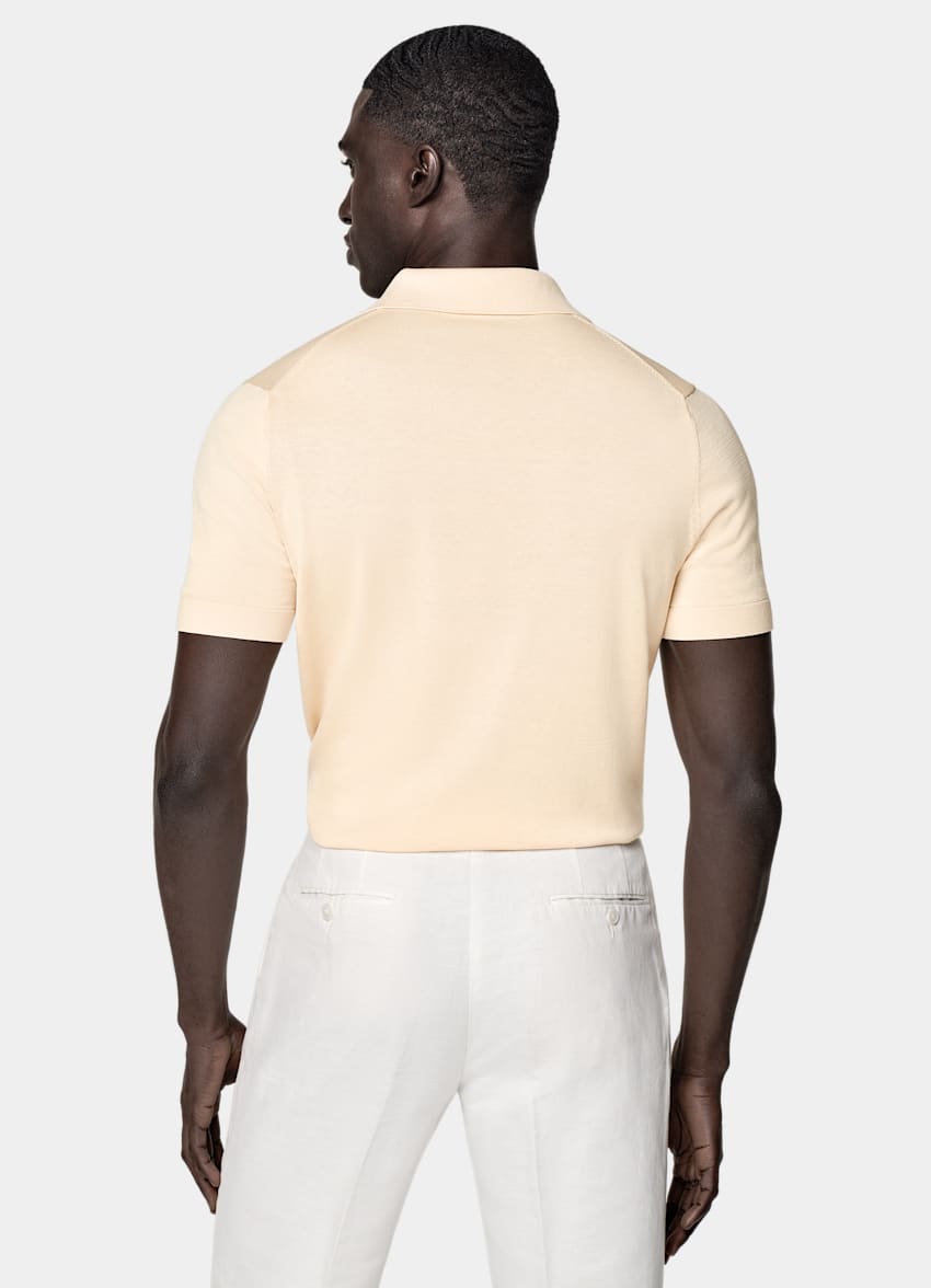 SUITSUPPLY Californian Cotton & Mulberry Silk Light Yellow Buttonless Polo