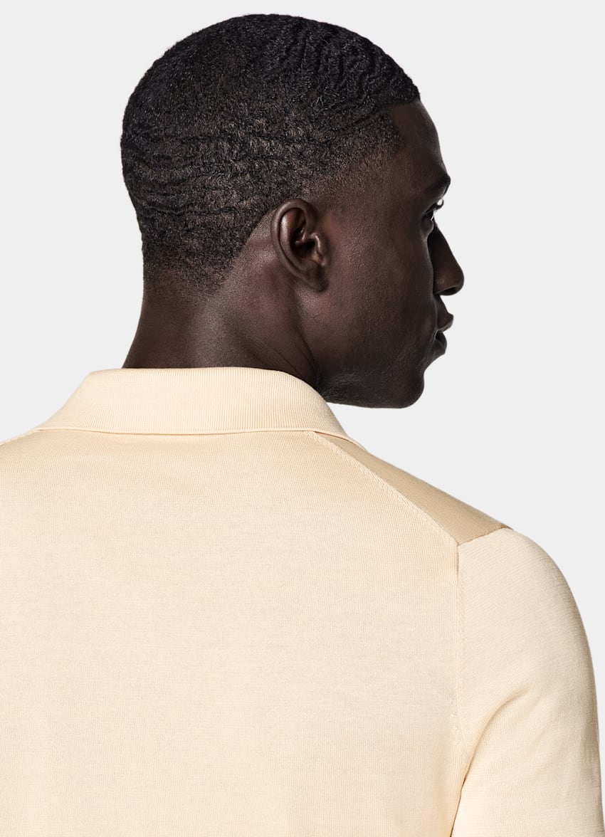 SUITSUPPLY Californian Cotton & Mulberry Silk Light Yellow Buttonless Polo