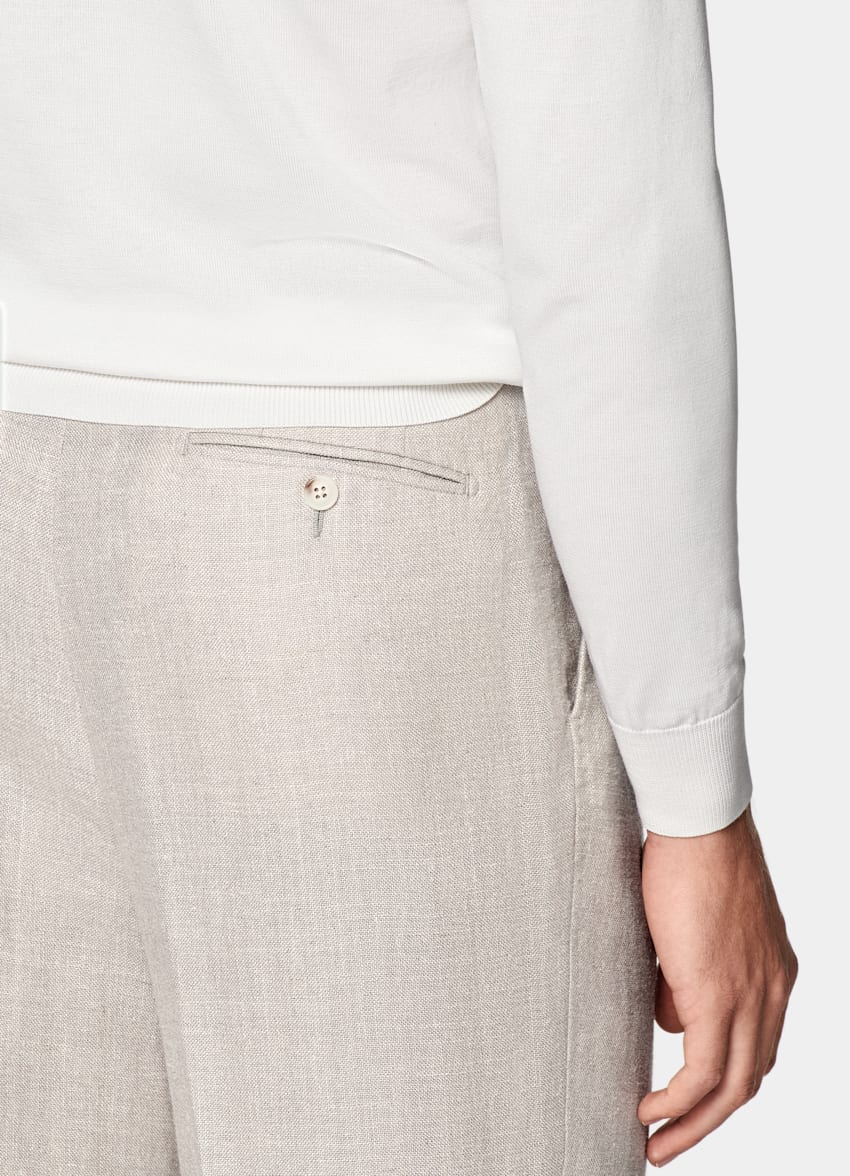 SUITSUPPLY Californian Cotton & Mulberry Silk Off-White Crewneck