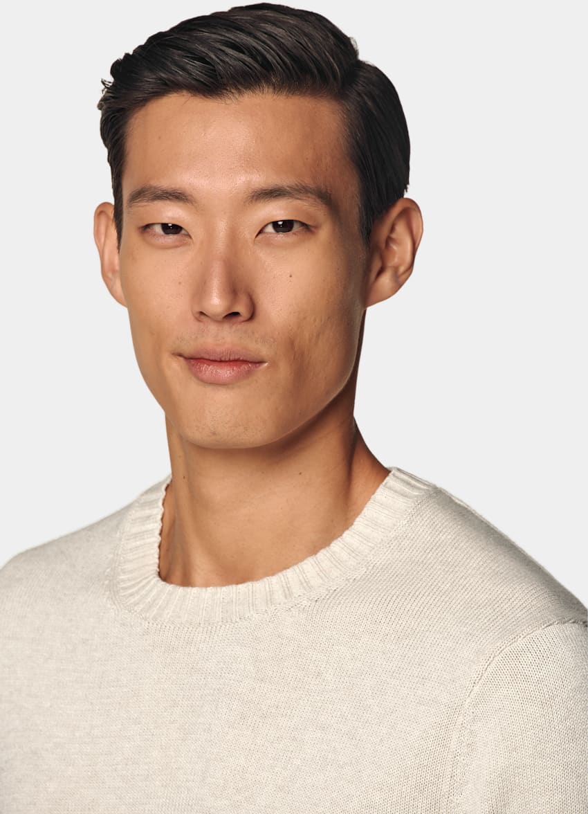 SUITSUPPLY Pure Californian Supima Cotton Sand Crewneck