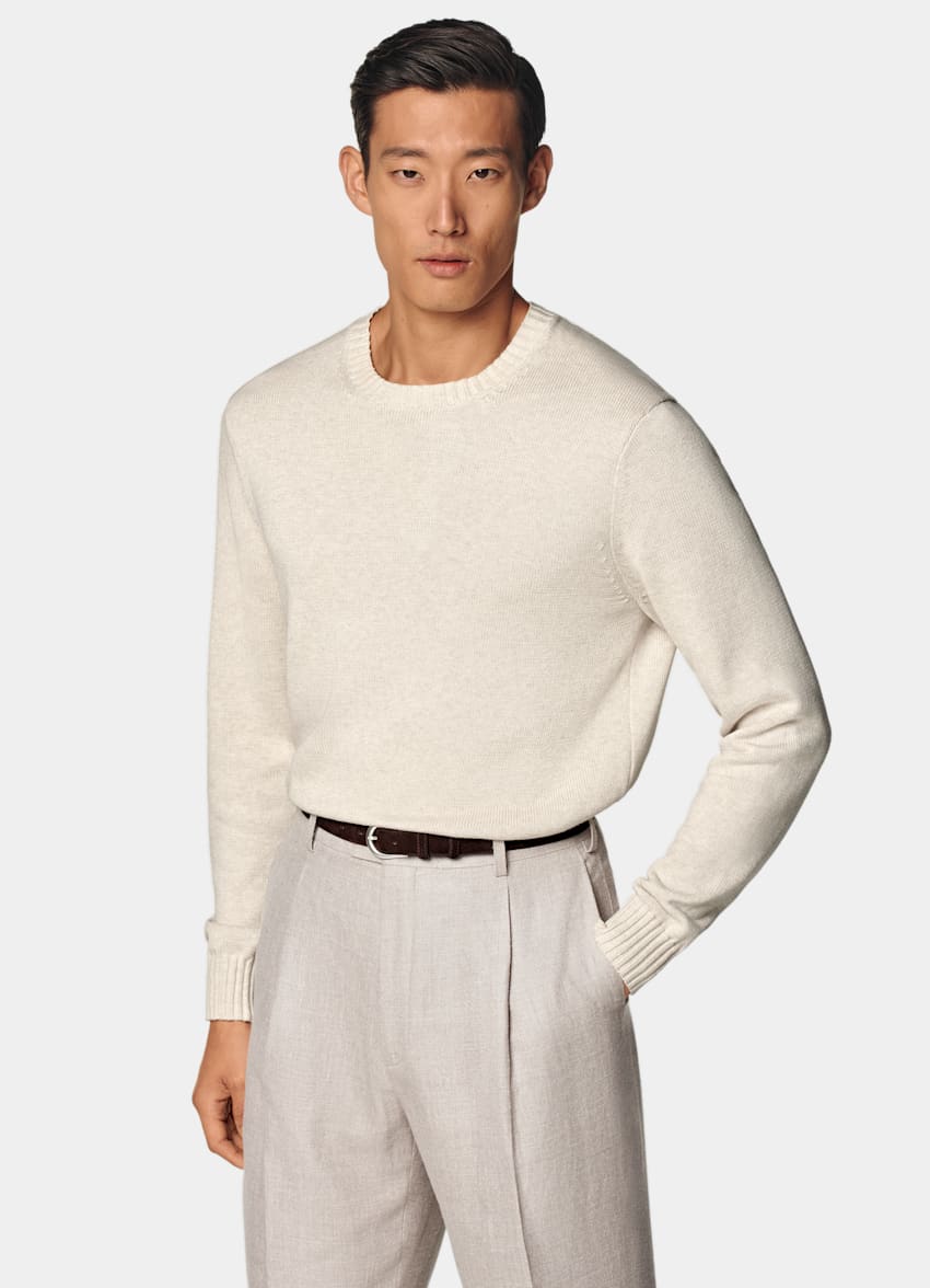 SUITSUPPLY Pure Californian Supima Cotton Sand Crewneck