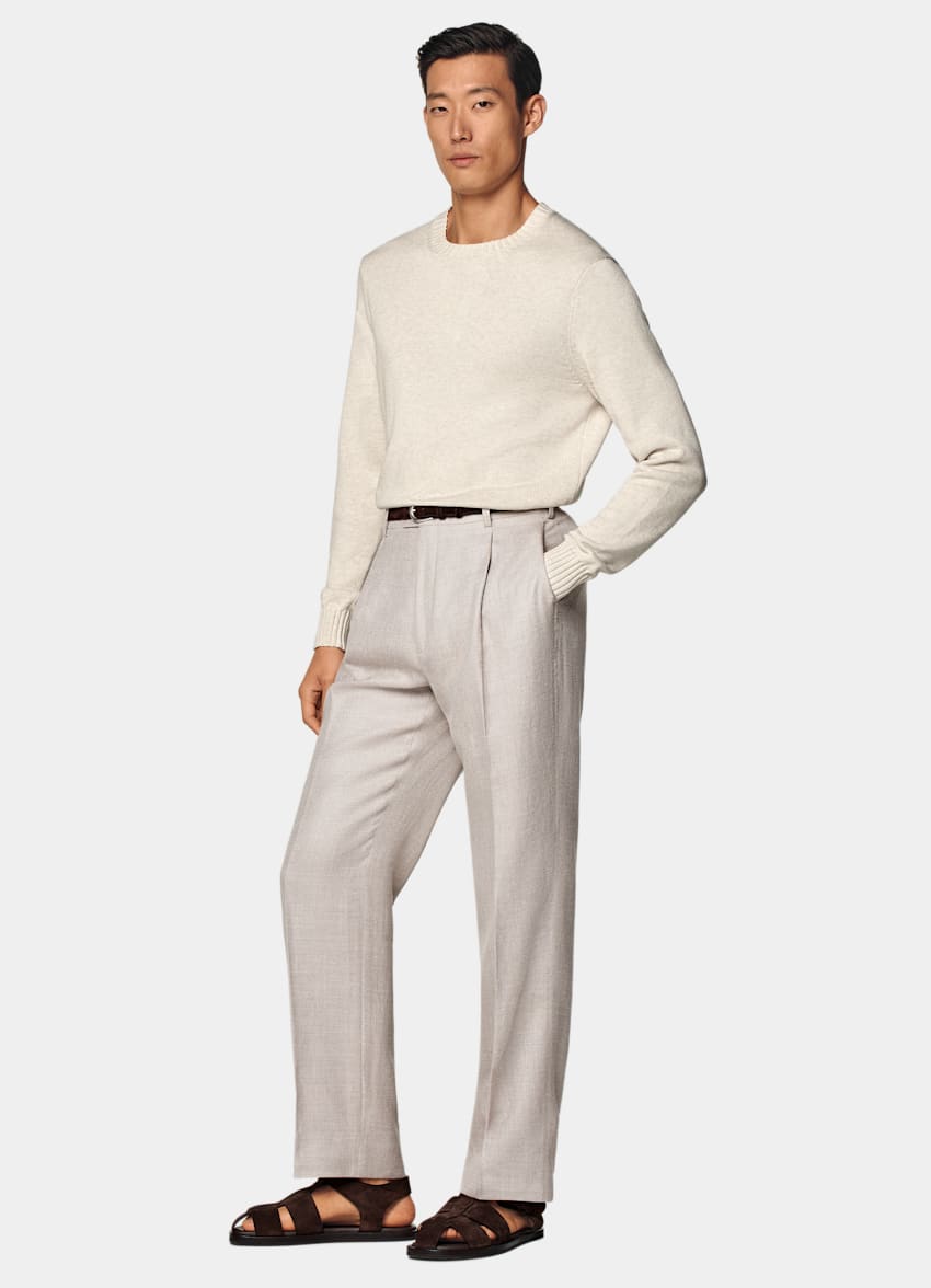 SUITSUPPLY Pure Californian Supima Cotton Sand Crewneck