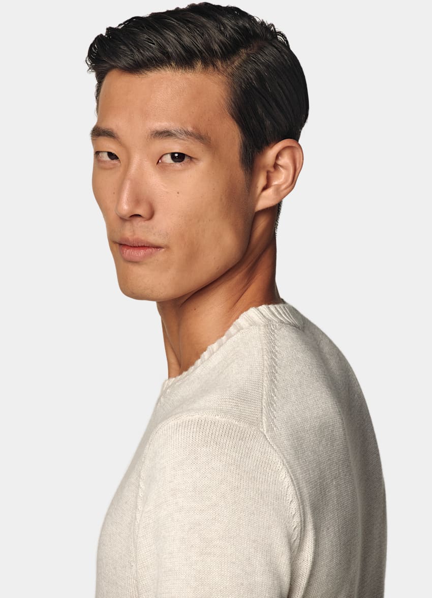 SUITSUPPLY Pure Californian Supima Cotton Sand Crewneck