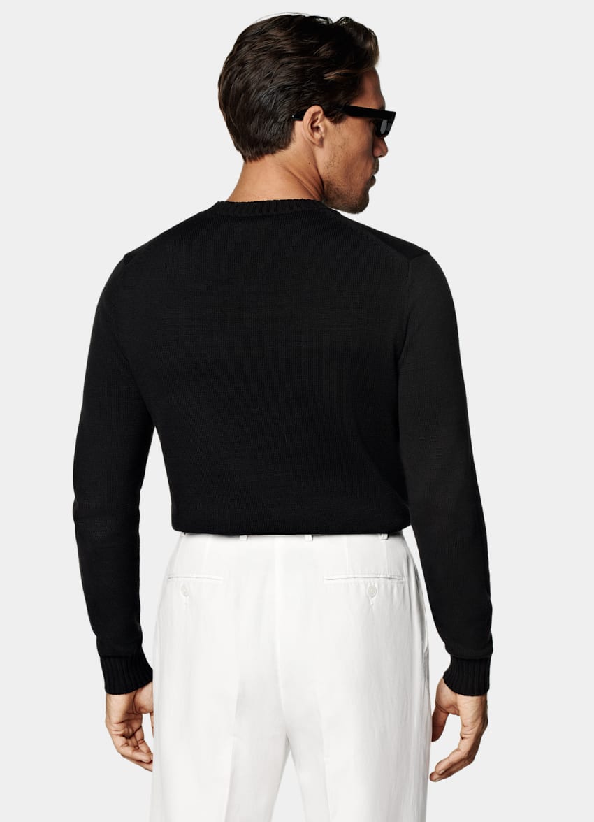 SUITSUPPLY Pure Californian Supima Cotton Black Crewneck