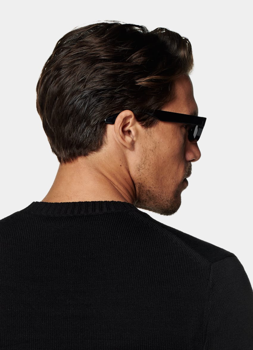 SUITSUPPLY Pure Californian Supima Cotton Black Crewneck