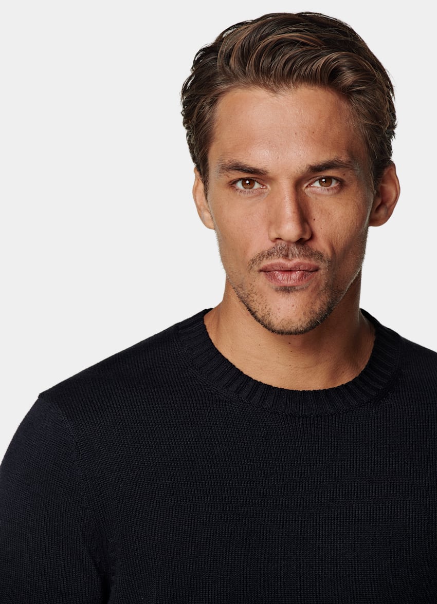 SUITSUPPLY Pure Californian Supima Cotton Navy Crewneck