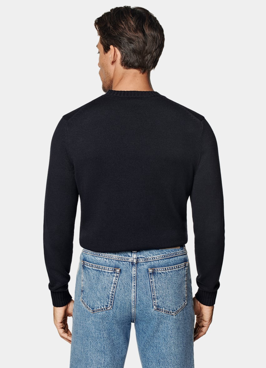 SUITSUPPLY Pure Californian Supima Cotton Navy Crewneck