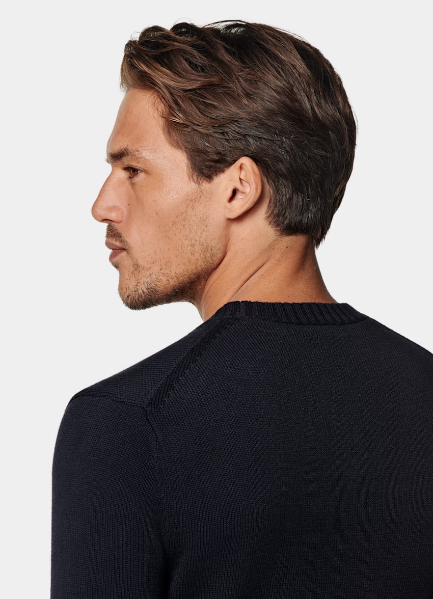 SUITSUPPLY Pure Californian Supima Cotton Navy Crewneck