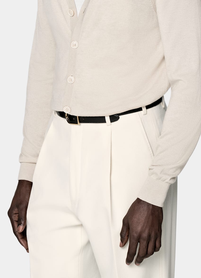 SUITSUPPLY Silk, Wool, Cashmere Sand V-Neck Cardigan