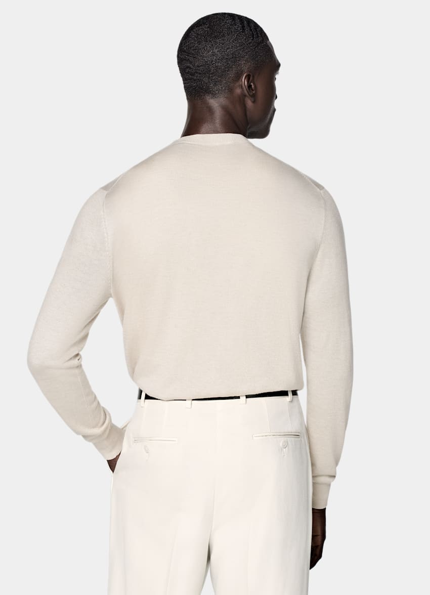 SUITSUPPLY Silk, Wool, Cashmere Sand V-Neck Cardigan