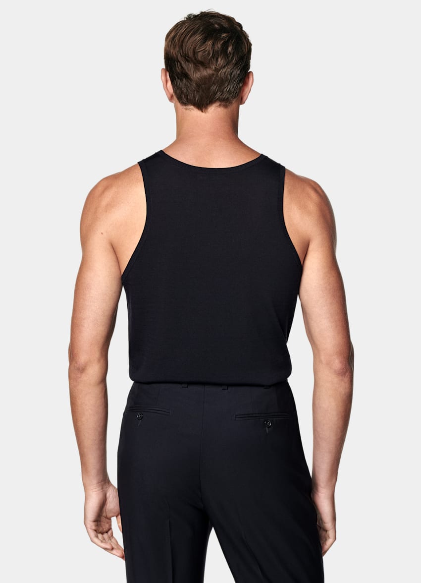 SUITSUPPLY Californian Cotton & Mulberry Silk Navy Knitted Tank Top