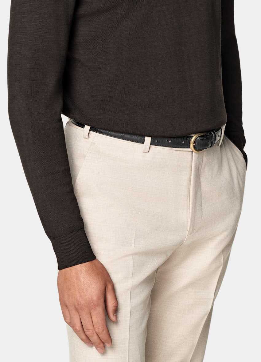 SUITSUPPLY Californian Cotton & Mulberry Silk Dark Brown Crewneck