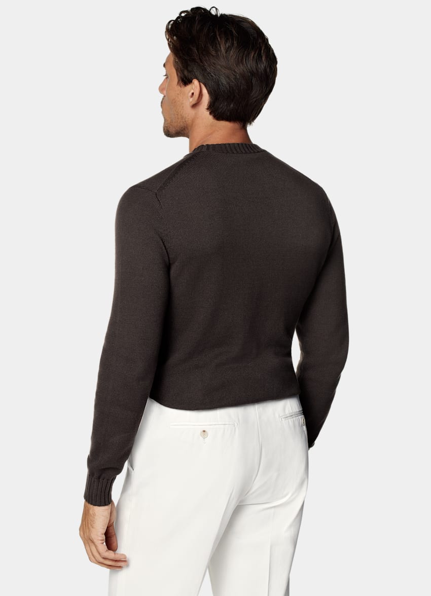 SUITSUPPLY Pure Californian Supima Cotton Dark Brown Crewneck