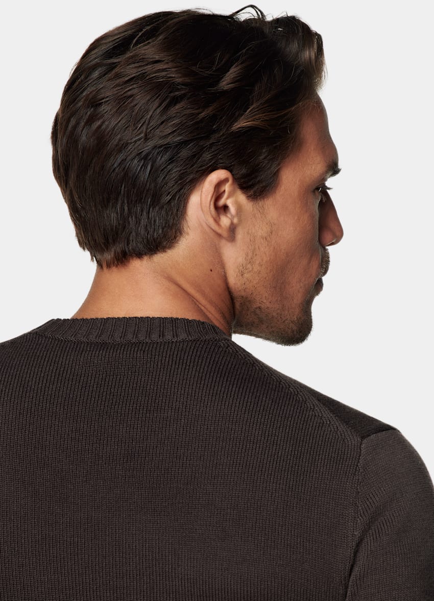 SUITSUPPLY Pure Californian Supima Cotton Dark Brown Crewneck