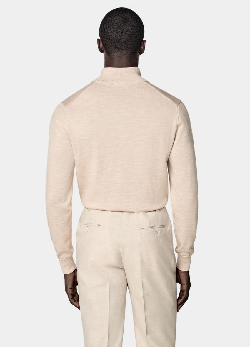 SUITSUPPLY Pure Wool Sand Merino Half Zip