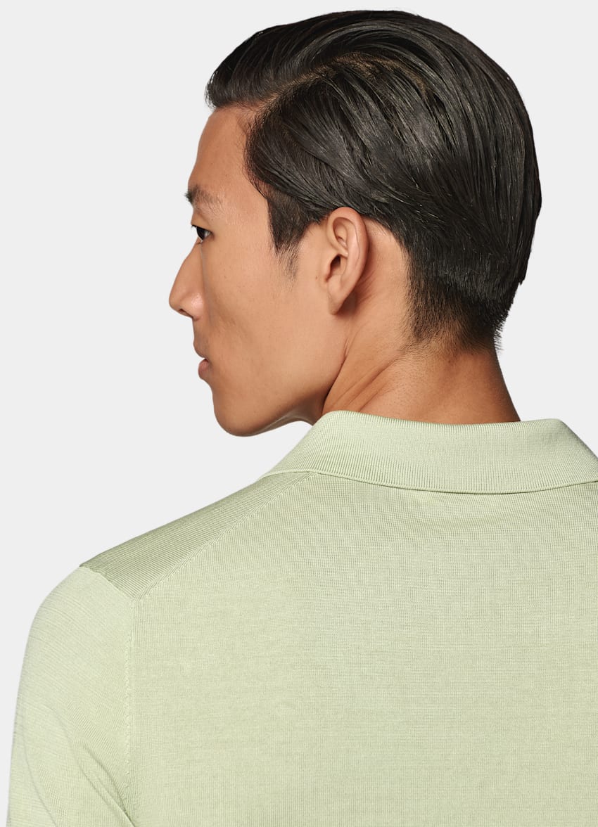 SUITSUPPLY Coton californien et soie de mûrier Polo sans boutons vert clair