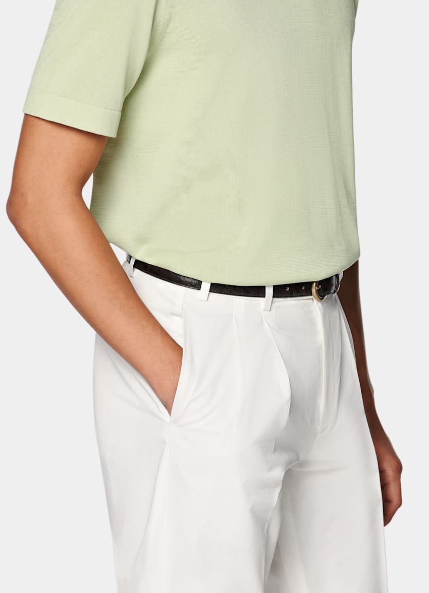 SUITSUPPLY Californian Cotton & Mulberry Silk Light Green Short Sleeve Crewneck