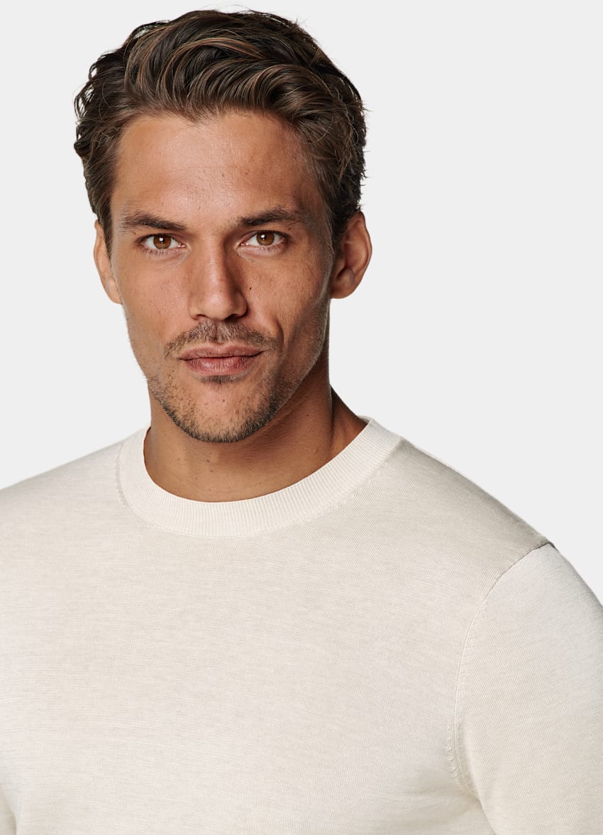 SUITSUPPLY Californian Cotton & Mulberry Silk Sand Crewneck