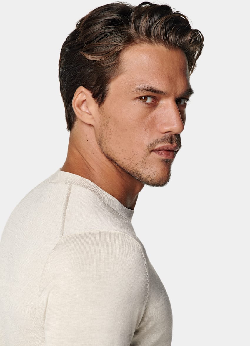 SUITSUPPLY Californian Cotton & Mulberry Silk Sand Crewneck