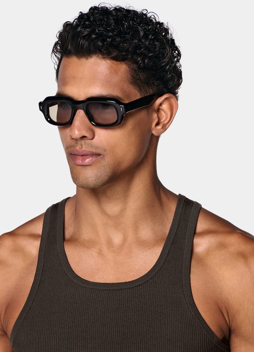 SUITSUPPLY Cotton Silk Brown Ribbed Tank Top