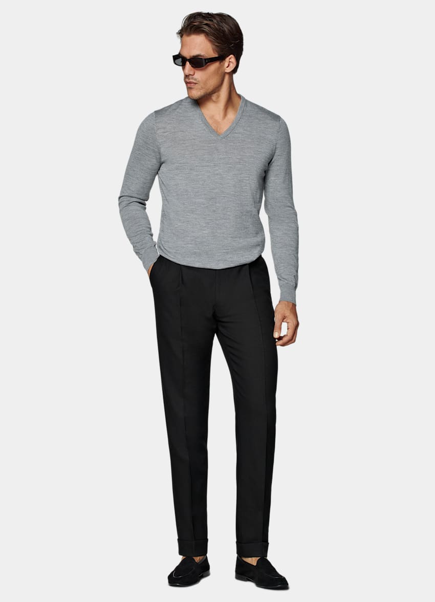 SUITSUPPLY Pure Wool Grey V-Neck