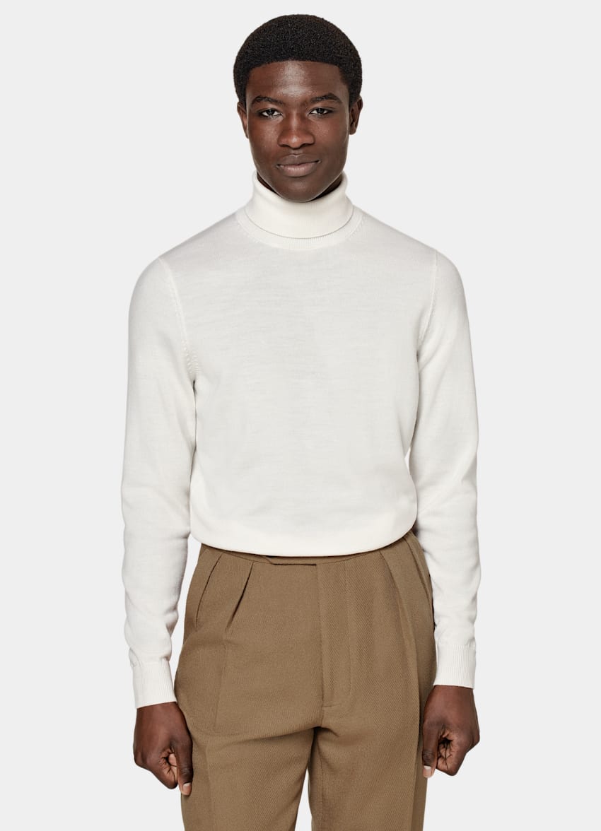 SUITSUPPLY Pure Wool Off-White Turtleneck