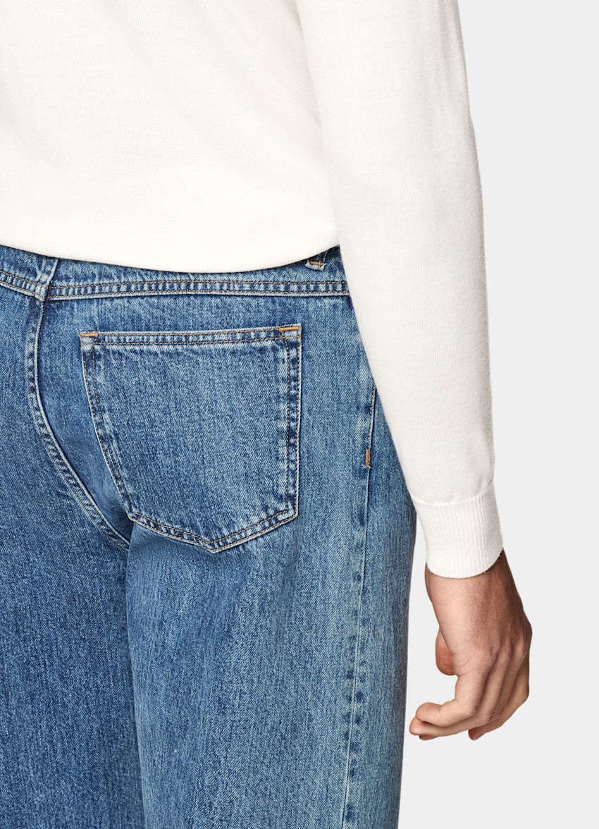 SUITSUPPLY Pure laine Pull col rond Merino blanc cassé