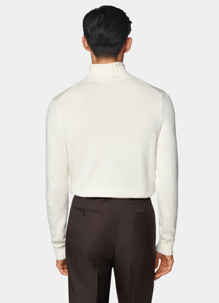 SUITSUPPLY Australian Wool & Mongolian Cashmere Off-White Turtleneck
