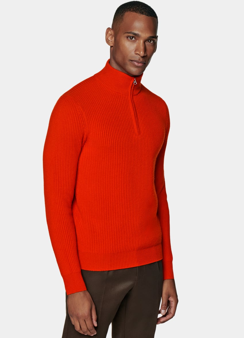 Orange Half Zip Wool Cashmere SUITSUPPLY