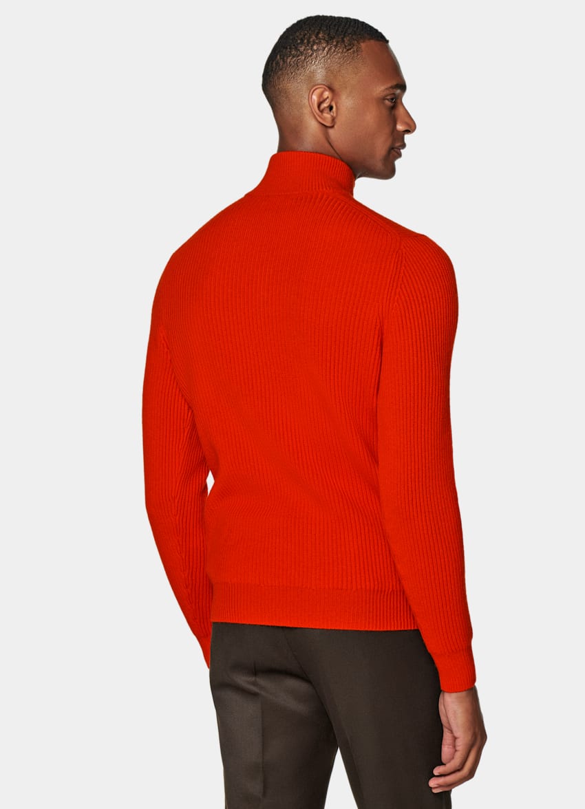Orange Half Zip Sweater | Wool Cashmere 