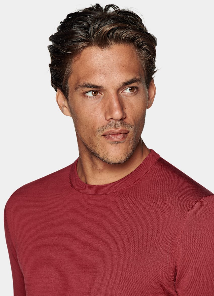 Red crew discount neck sweater