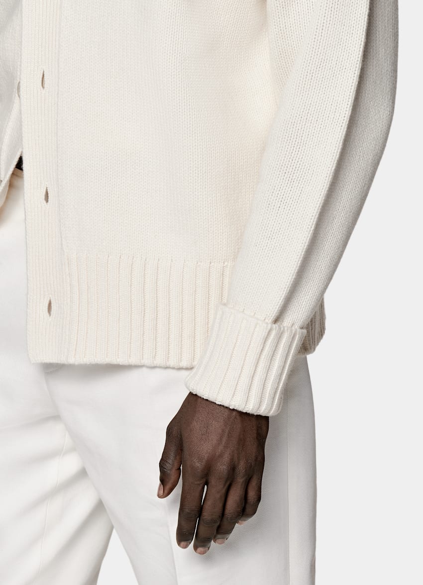 SUITSUPPLY Pure Australian Merino Wool Off-White Oversized Cardigan