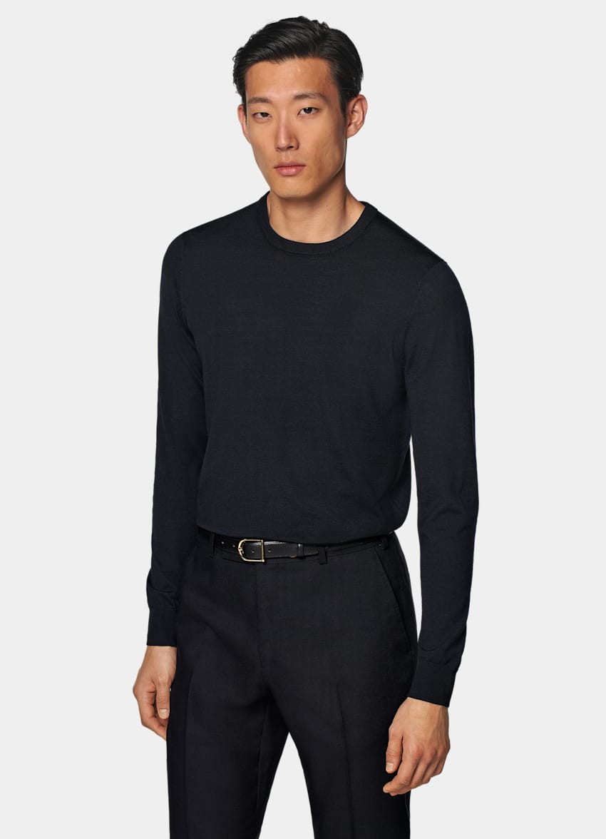 Navy Merino Crewneck in Pure Wool SUITSUPPLY SUITSUPPLY United Kingdom