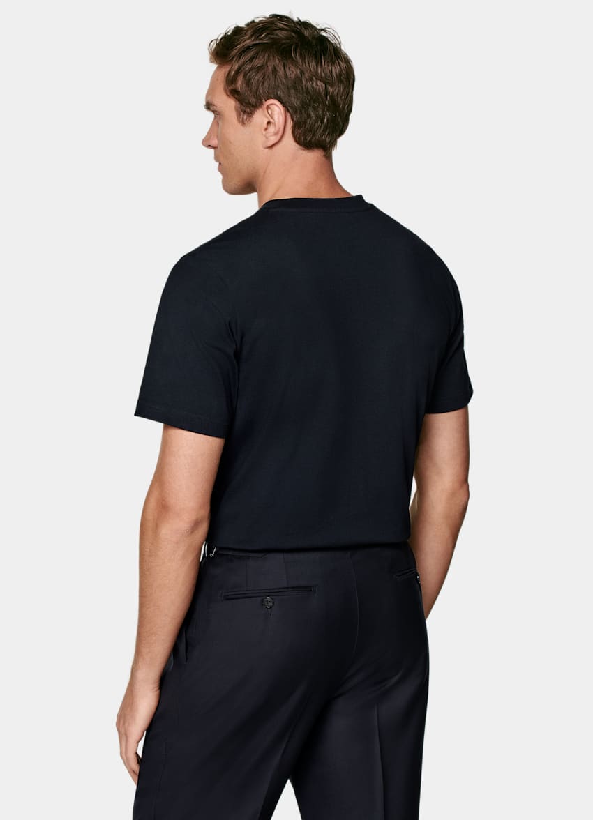 Navy Crewneck T Shirt in Pure Cotton SUITSUPPLY SUITSUPPLY United Arab Emirates