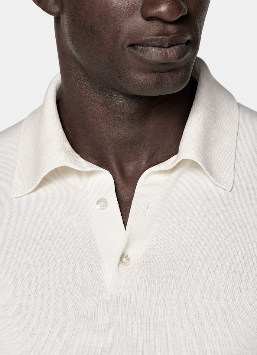 Off White Polo in Californian Cotton Mulberry Silk SUITSUPPLY SUITSUPPLY US
