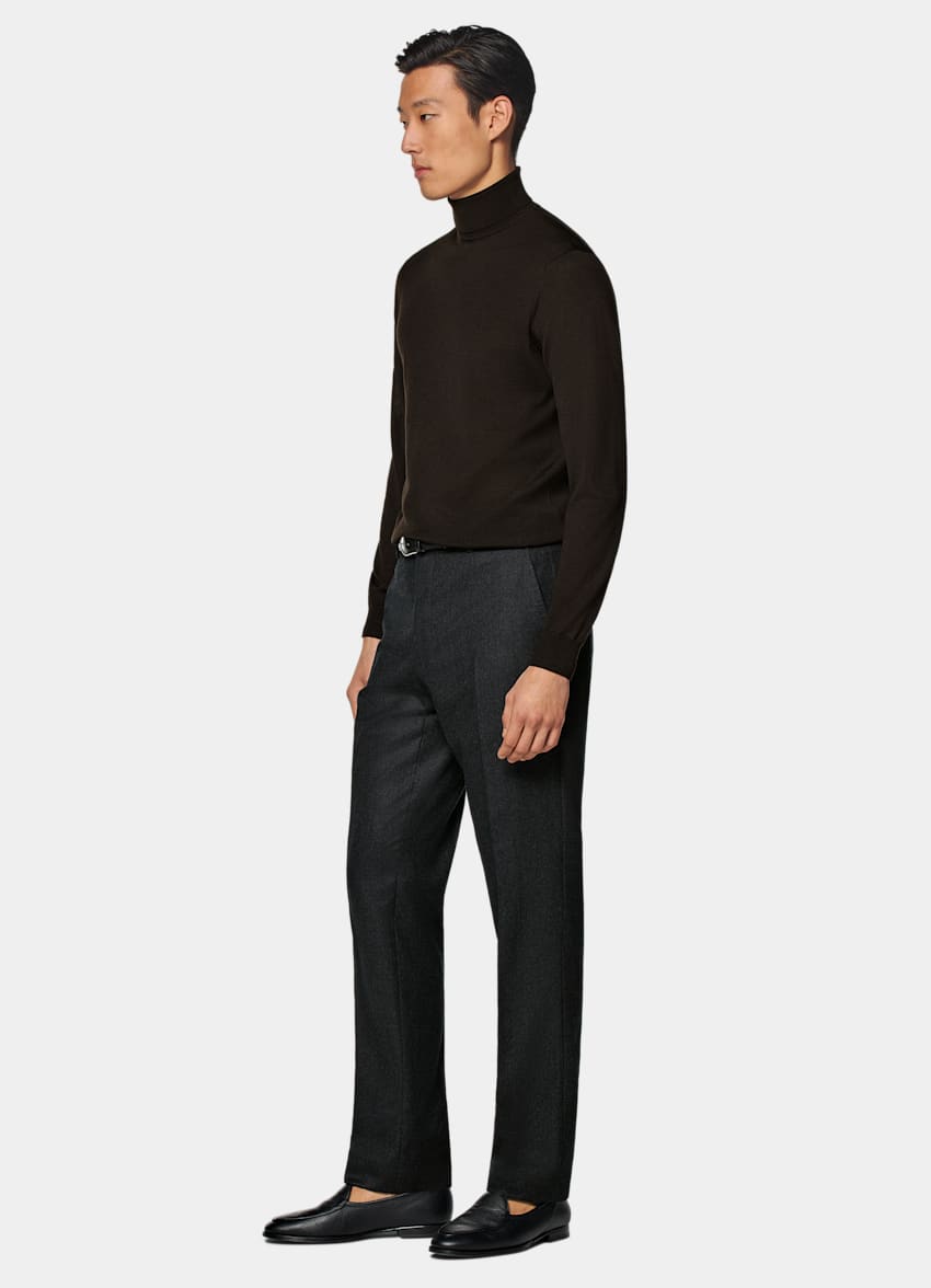 SUITSUPPLY Pure Wool Dark Brown Merino Turtleneck