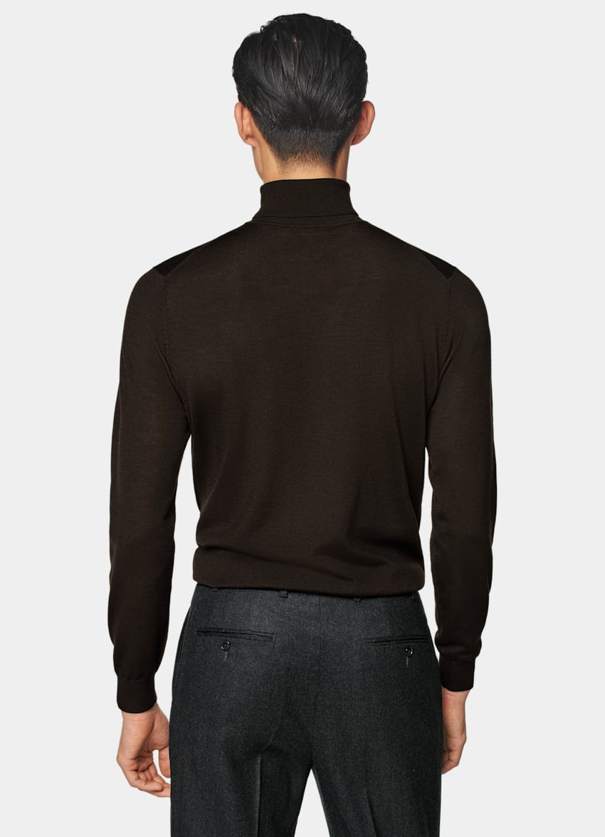 SUITSUPPLY Pure Wool Dark Brown Merino Turtleneck