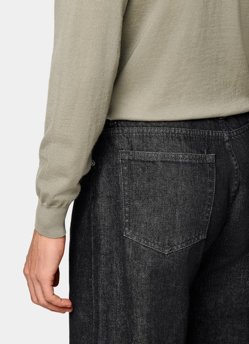 SUITSUPPLY Pure Wool Light Green Merino Long Sleeve Polo