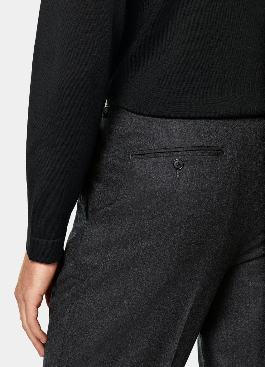 SUITSUPPLY Ren ull Svart långärmad pikétröja i merino