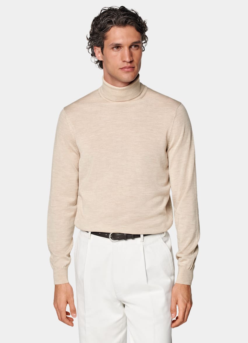 SUITSUPPLY Pure Wool Sand Merino Turtleneck