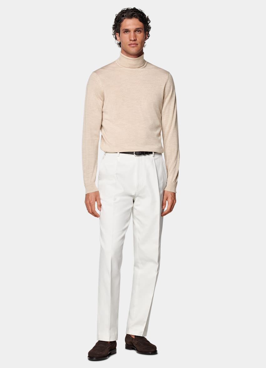 SUITSUPPLY Pure Schurwolle Merino Rollkragenpullover sand