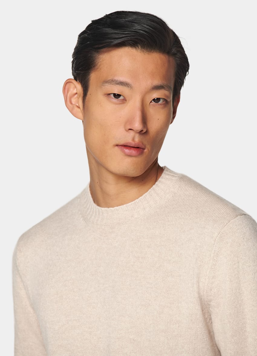 SUITSUPPLY Puro cashmere di Mongolia Girocollo sabbia